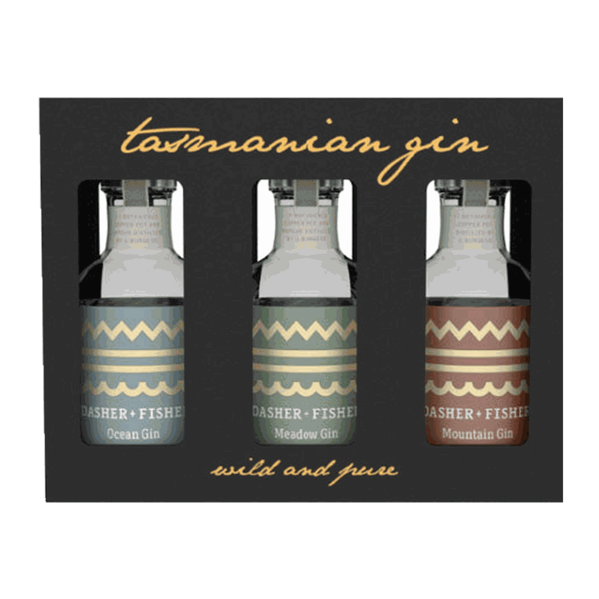 Dasher + Fisher Gin Mini 3-Pack 1 x Mountain 200ml, 1 x Meadow 200ml, 1 x Ocean 200ml - DiVino.com.au