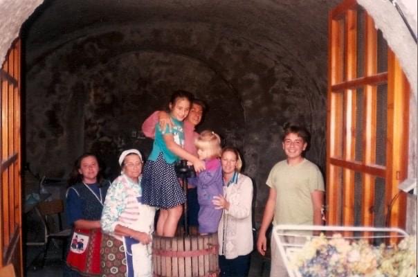 Gerardo as a child stomping grapes with his family in a cave on Ischia, Italy