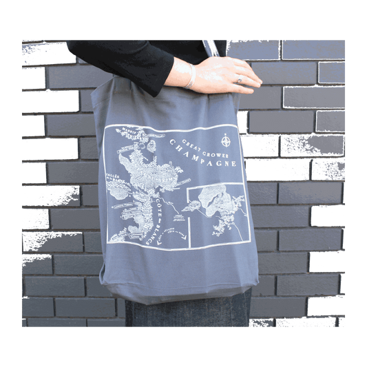 Champagne Map Tote Bag Petrol Blue 2022 - DiVino.com.au